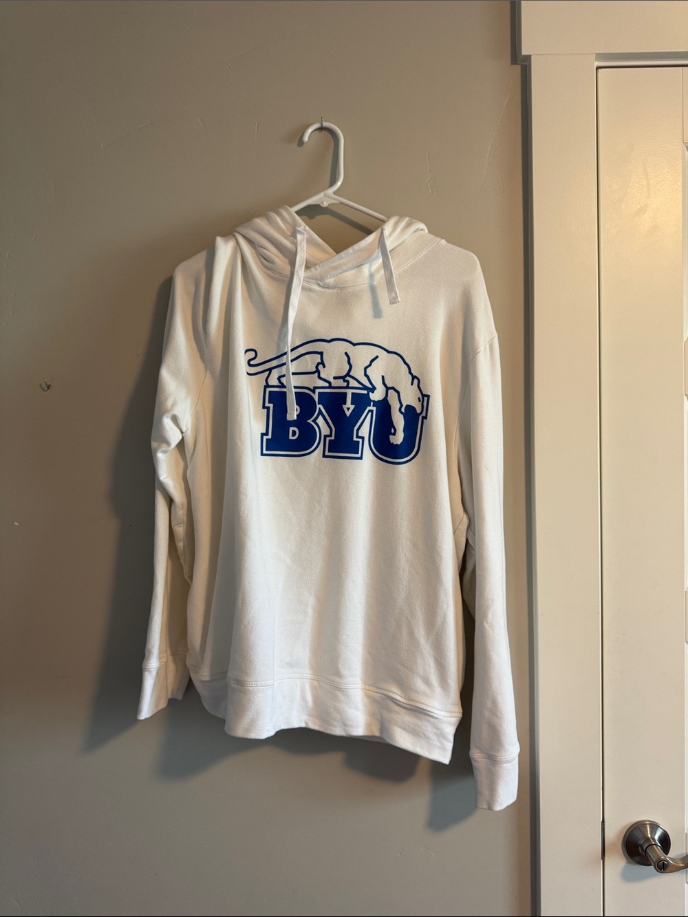 Albion White Hoodie with Blue BYU Logo